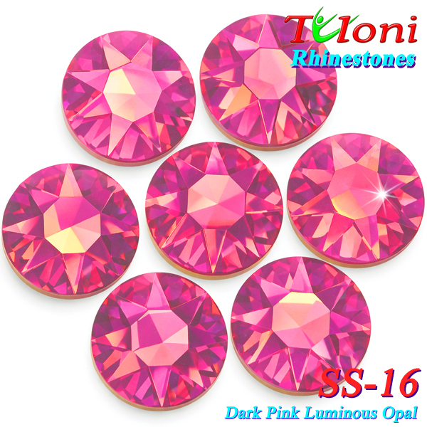 Стразы Tuloni SS16 col. Dk.Pink Luminous Opal 1440 pcs. No HotFix