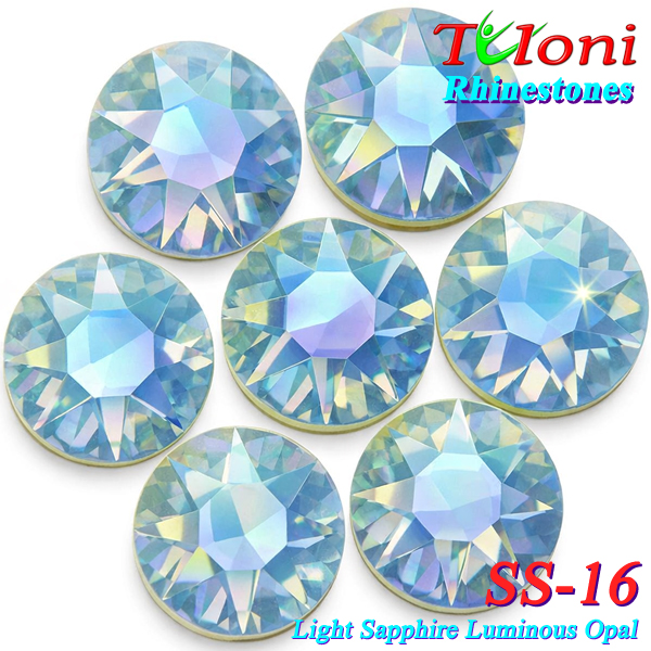 Стразы Tuloni SS16 col. Lt.Sapphire Luminous Opal 1440 pcs. No HotFix