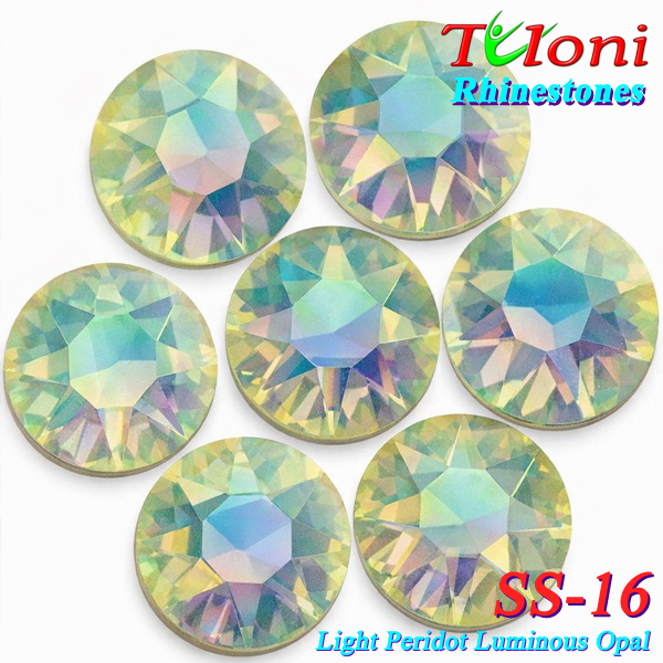 Стразы Tuloni SS16 col. Lt.Peridot Luminous Opal 1440 pcs. No HotFix