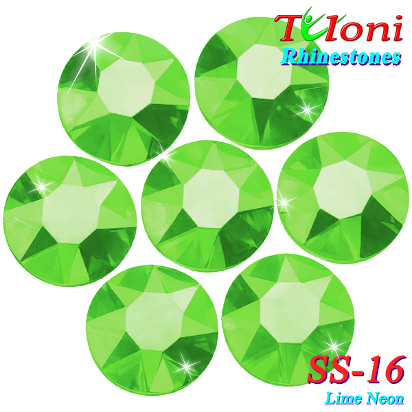 Стразы Tuloni SS16 col. Lime Neon 1440 pcs. No HotFix