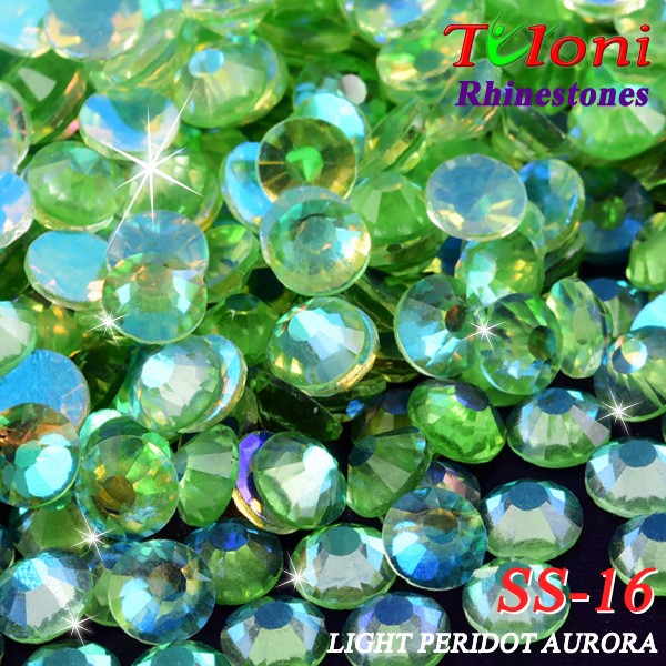 Strass Tuloni SS16 col. Light Peridot Aurora 1440 pcs. No HotFix