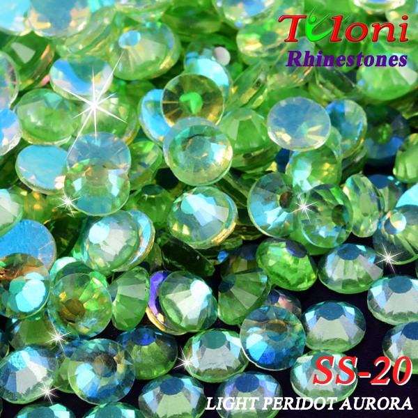 Стразы Tuloni SS20 col. Light Peridot Aurora 1440 pcs. No HotFix