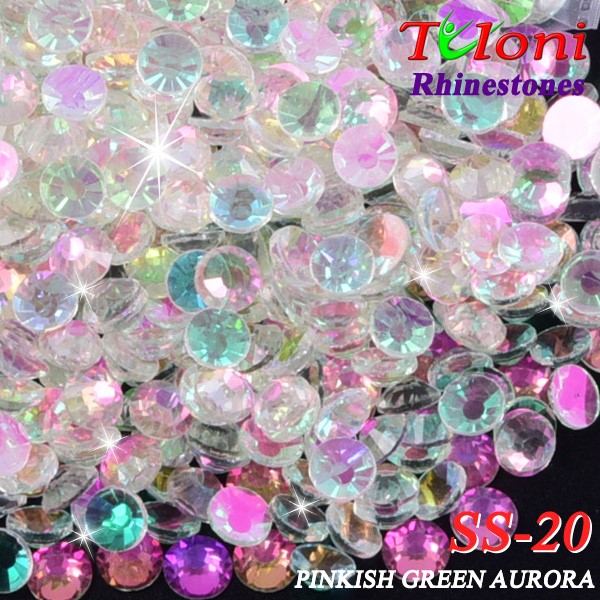 Стразы Tuloni SS20 col. Pinkish Green Aurora 1440 pcs. No HotFix