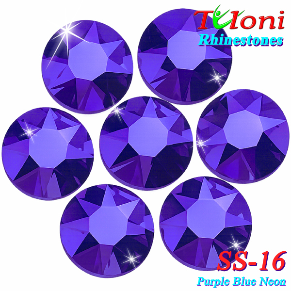 Стразы Tuloni SS16 col. Purple Blue Neon 1440 pcs. No HotFix
