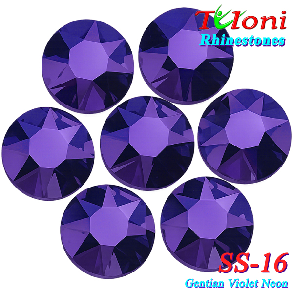 Стразы Tuloni SS16 col. Gentian Violet Neon 1440 pcs. No HotFix