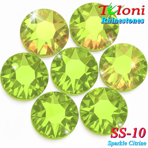 Стразы Tuloni SS10 col. Sparkle Citrine 1440 mod. Basic HotFix