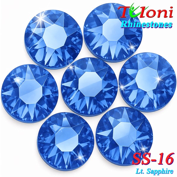 Стразы Tuloni SS16 col. Light Sapphire 1440 pcs. No HotFix Flat Back