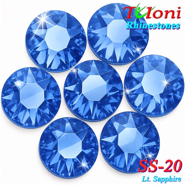 Strass Tuloni SS20 col. Light Sapphire 1440 pcs. No HotFix Flat Back