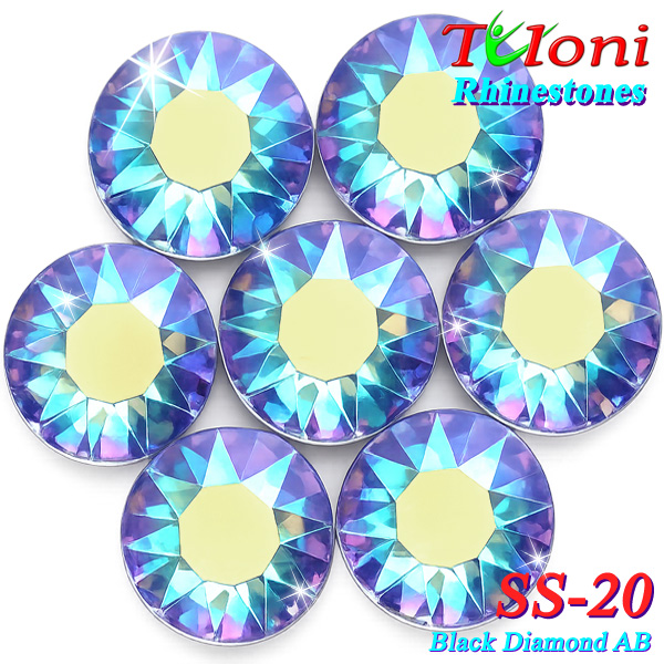Strass Tuloni SS20 col. Black Diamond AB 1440 pcs. No HotFix Flat Back