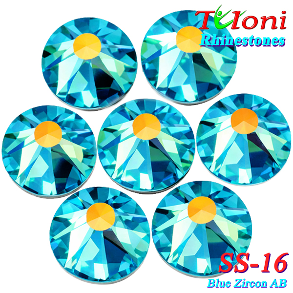 Strass Tuloni SS16 col. Blue Zircon AB 1440 pcs. No HotFix Flat Back