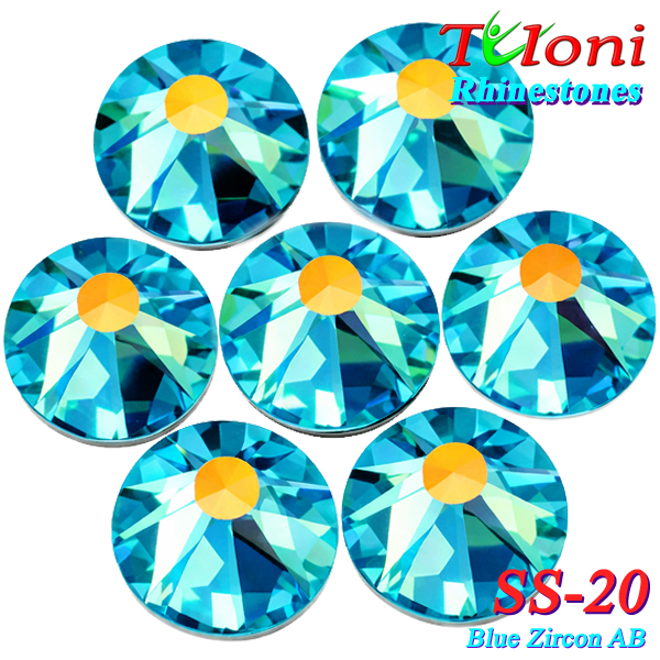 Rhinestones Tuloni SS20 col. Blue Zircon AB 1440 pcs. No HotFix Flat Back