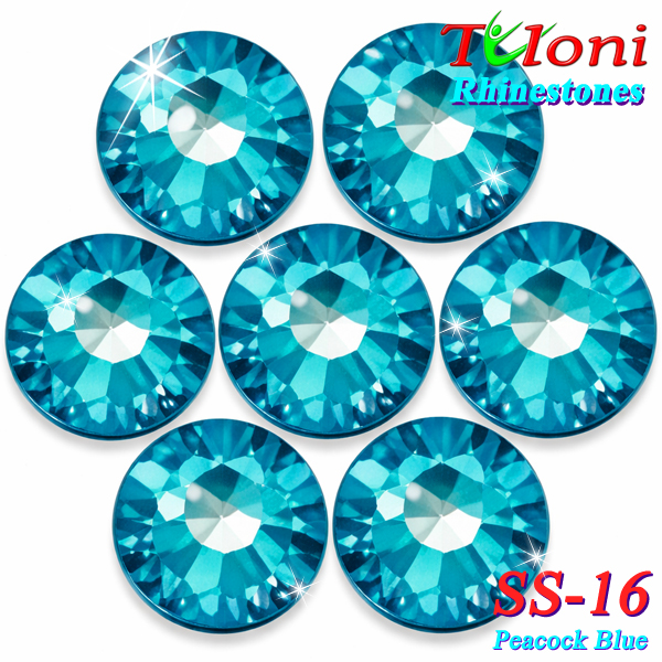 Стразы Tuloni SS16 col. Peacock Blue 1440 pcs. No HotFix Flat Back