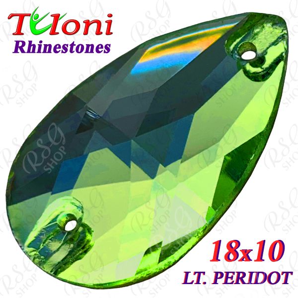 Strass Tuloni 10 pcs Light Peridot 18x10 Pear Sew-On Flat Back