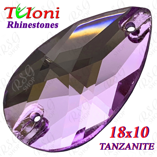 Стразы Tuloni 10 pcs Tanzanite 18x10 Pear Sew-On Flat Back