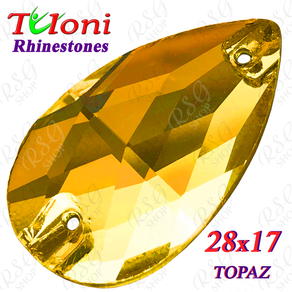 Strass Tuloni 10 pcs Topaz 28x17 Pear Sew-On Flat Back