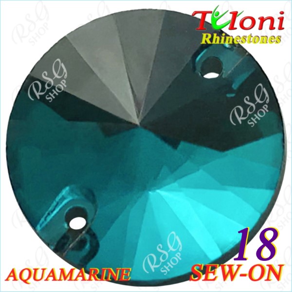 Strass Tuloni 10 pcs Aquamarine 18 Round Sew-On Flat Back Strass Tuloni 10 pcs Aquamarine 18 Round Sew-On Flat Back