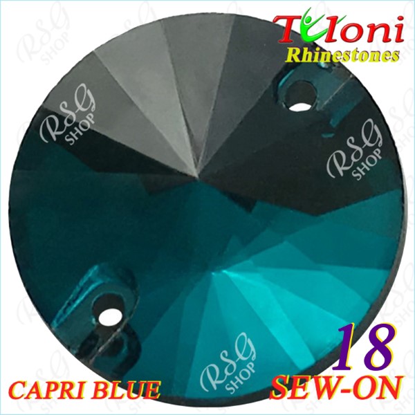 Strass Tuloni 10 pcs Capri Blue 18 Round Sew-On Flat Back Strass Tuloni 10 pcs Capri Blue 18 Round Sew-On Flat Back