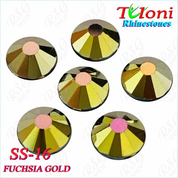 Strass Tuloni SS16 col. Fuchsia Gold 1440 pcs. No HotFix Strass Tuloni SS16 col. Fuchsia Gold 1440 pcs. No HotFix