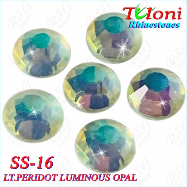 Стразы Tuloni SS16 col. Lt.Peridot Luminous Opal 1440 pcs. No HotFix