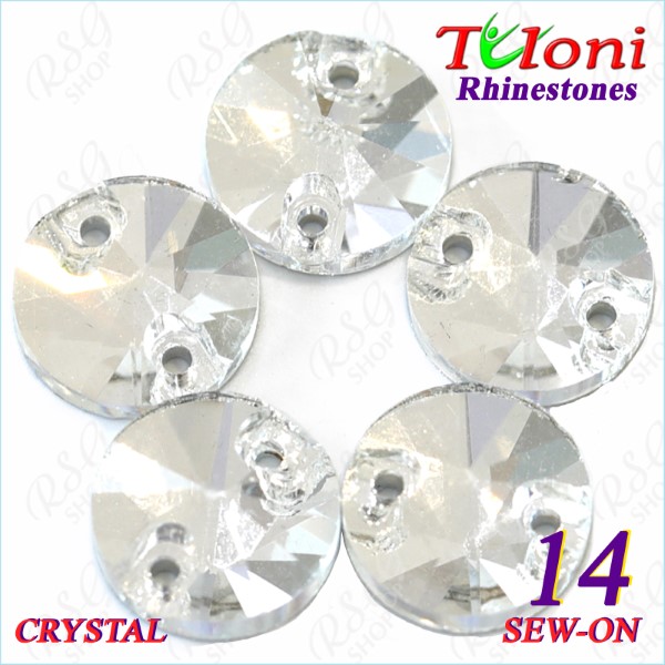 Strass Tuloni 10 pcs Crystal 14 Round Sew-On Flat Back