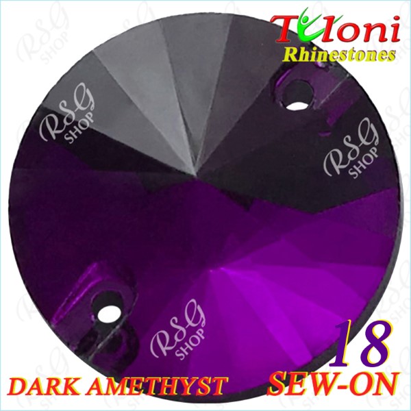 Strass Tuloni 10 pcs Dark Amethyst 18 Round Sew-On Flat Back