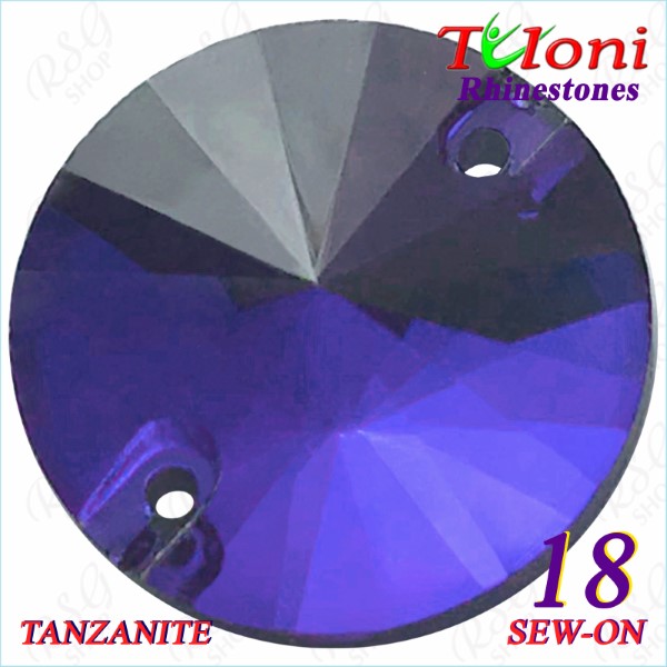 Strass Tuloni 10 pcs col. Tanzanite 18 Round Sew-On Flat Back