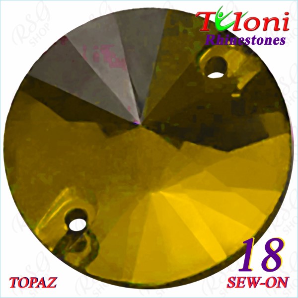Strass Tuloni 10 pcs Topaz 18 Round Sew-On Flat Back