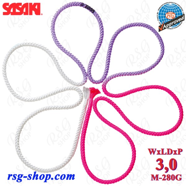 Rope Sasaki M-280G WxLDxP 3m col. White x Lavander x Pink FIG