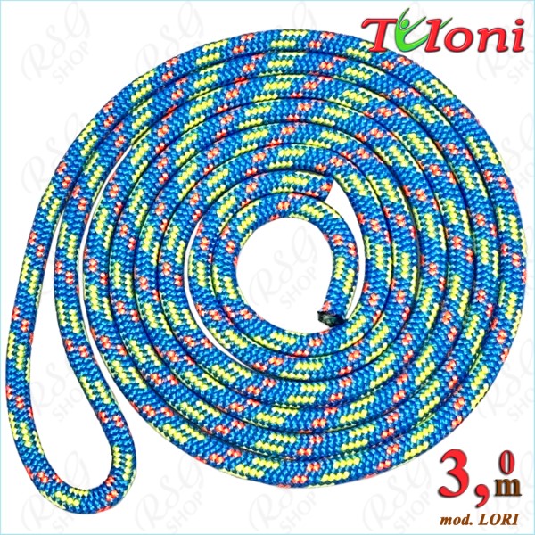 Competition Rope Tuloni 3m mod. Lori Multi-col. Blue-Yellow-Orange Art. T1212