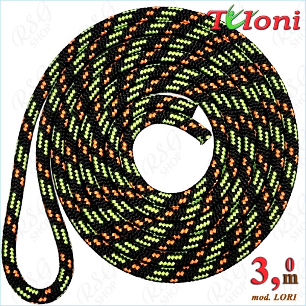Competition Rope Tuloni 3m mod. Lori Multi-col. Black-Lime-Orange T1273