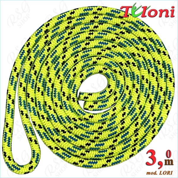 Competition Rope Tuloni 3m mod. Lori Multi-col. Yellow-Blue-Black T1274
