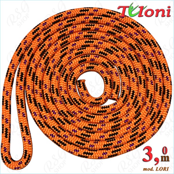 Competition Rope Tuloni 3m mod. Lori Multi-col. Orange-Black-Purple Art. T1211