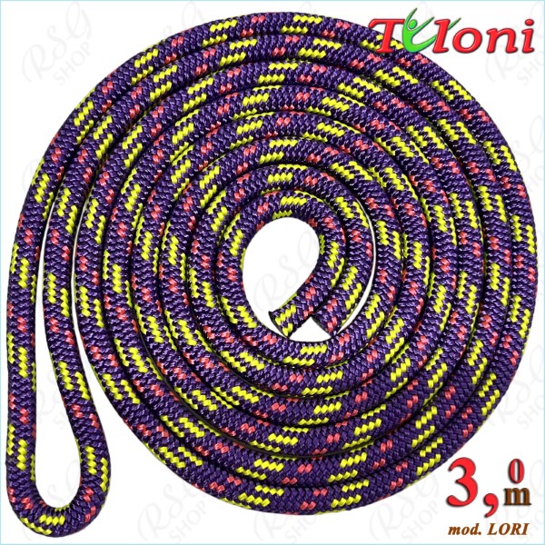 Competition Rope Tuloni 3m mod. Lori Multi-col. Purple-Yellow-Pink T1275