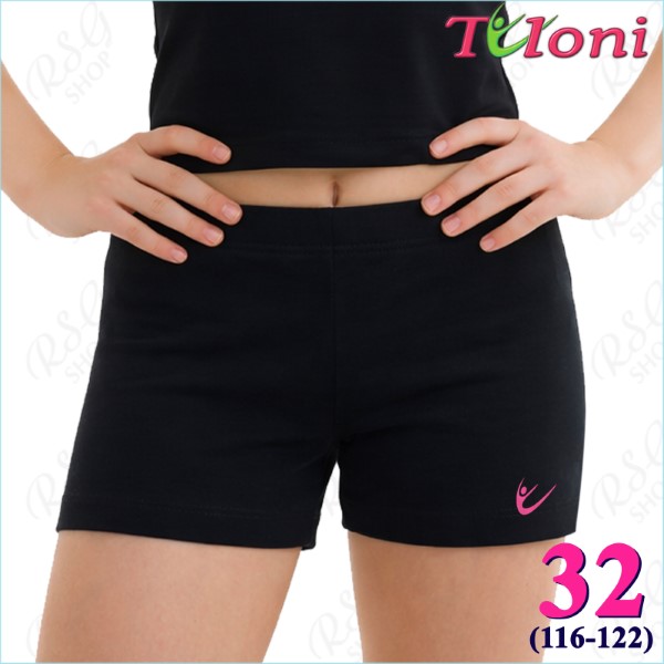 Kurzhose Tuloni mod. SH08L Logo Gr. 32 (116-122) col. Black SH08LP-B32