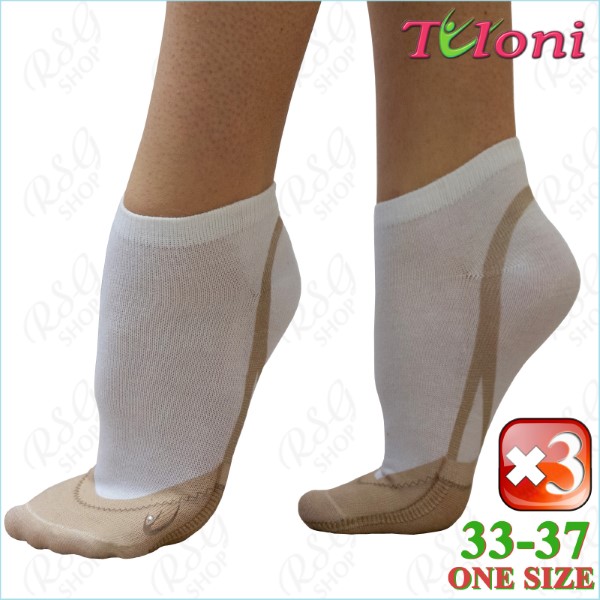 3 x RG Носки-Получешки Tuloni Logo One-Size 33-37 col. White THS1096-3W