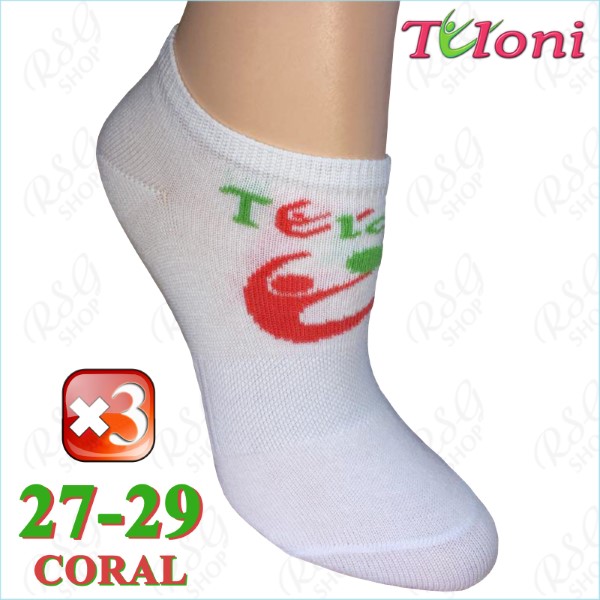 3er Socken-Set Tuloni Logo s. 1 (27-29) col. White-Coral Art. T0973-3C1