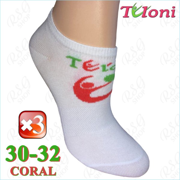 3er Socken-Set Tuloni Logo s. 2 (30-32) col. White-Coral Art. T0973-3C2