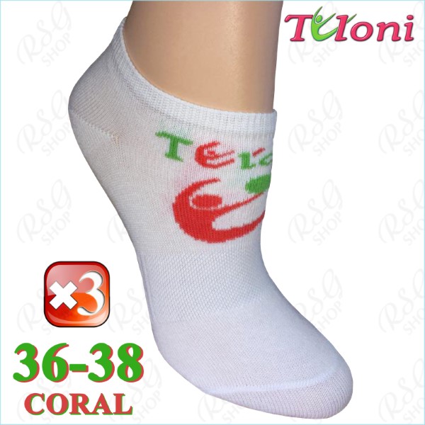 3er Socken-Set Tuloni Logo s. 4 (36-38) col. White-Coral Art. T0973-3C4
