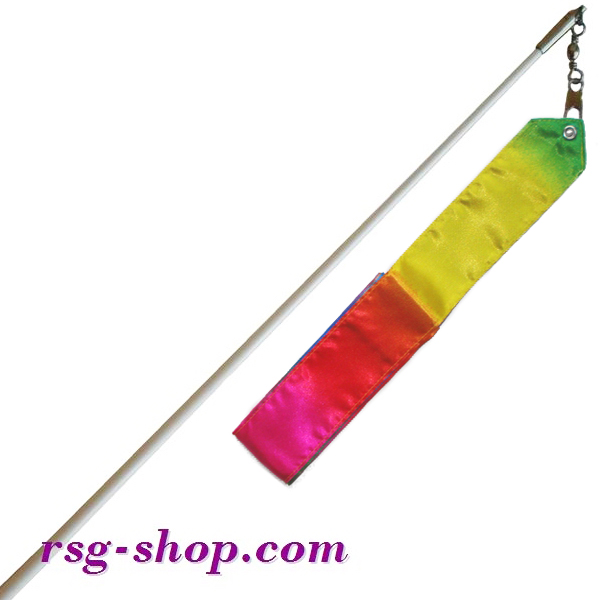 Белая палочка 60см с грифом и лентой 6м цв. Rainbow-2 T0051