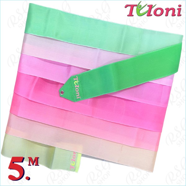 Mehrfarbiges Band Tuloni 5m col. Green-Pink-Yellow T1237.GR5-GxPxY
