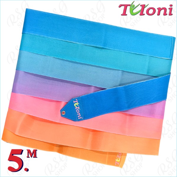 Multicolored ribbon Tuloni 5m col. Lt.Blue-Pink-Orange T1237.GR5-LIBUxPxO