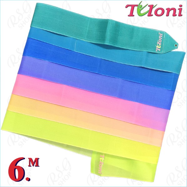 Multicolored ribbon Tuloni 6m col. Mint-Pink-Yellow T1237.GR6-MxPxY