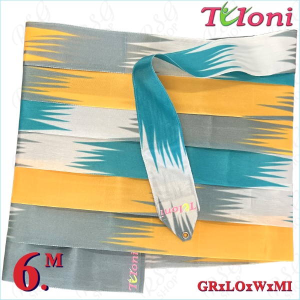 Ribbon Tuloni 6m mod. Zig-Zag col. Gray-Lt.Orange-White-Mint T1300.ZG6