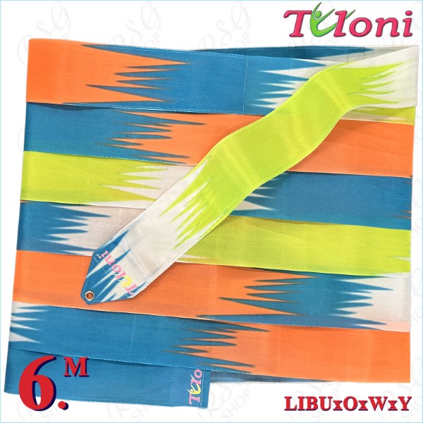 Ribbon Tuloni 6m mod. Zig-Zag col. Lt.Blue-Orange-White-Yellow T1304.ZG6