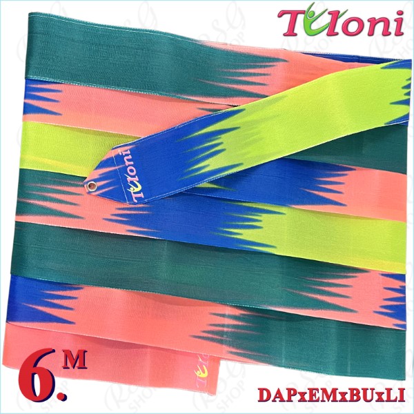 Band Tuloni 6m mod. Zig-Zag col. DancePink-Emerald-Blue-Lime T1305.ZG6