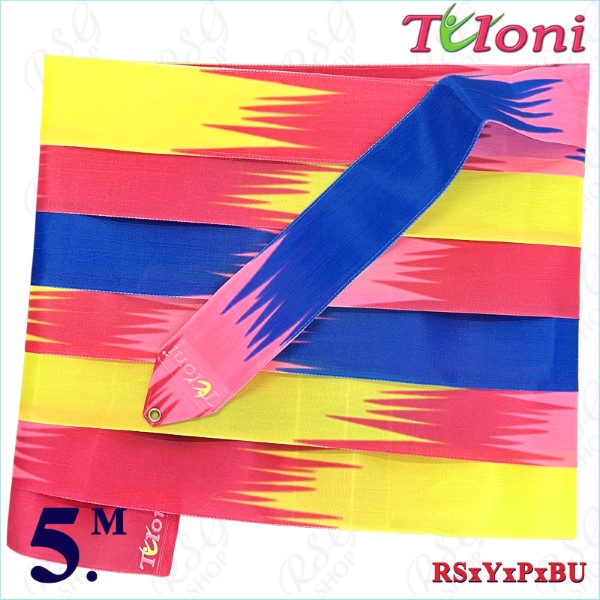 Band Tuloni 5m mod. Zig-Zag col. Raspberry-Yellow-Pink-Blue T1306.ZG5