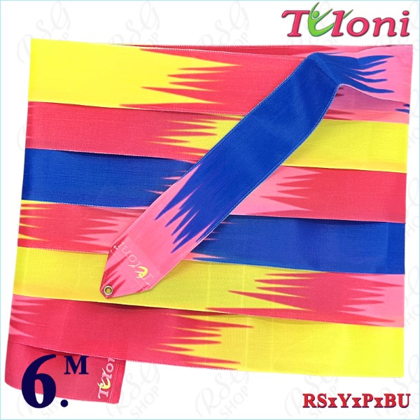 Ribbon Tuloni 6m mod. Zig-Zag col. Raspberry-Yellow-Pink-Blue T1306.ZG6