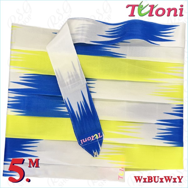Ribbon Tuloni 5m mod. Zig-Zag col. White-Blue-White-Yellow T1312.ZG5