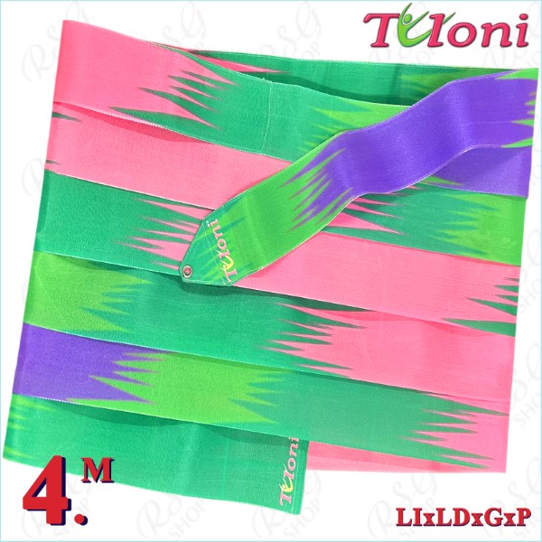 Лента Tuloni 4m mod. Zig-Zag col. Lime-Lavander-Green-Pink T1315.ZG4