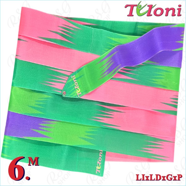 Лента Tuloni 6m mod. Zig-Zag col. Lime-Lavander-Green-Pink T1315.ZG6